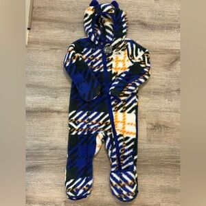The North Face Blue and Black Footies One Piece